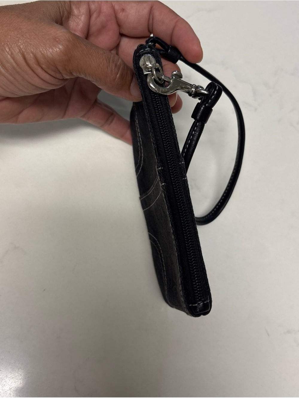 Coach Black Wristlet Clutch with Contrast Stitching - Picture 14 of 16